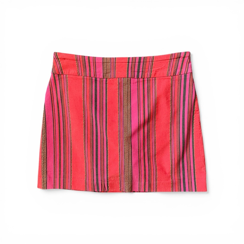 #124, Versona Pink & Red Striped Mini Skort, size 8